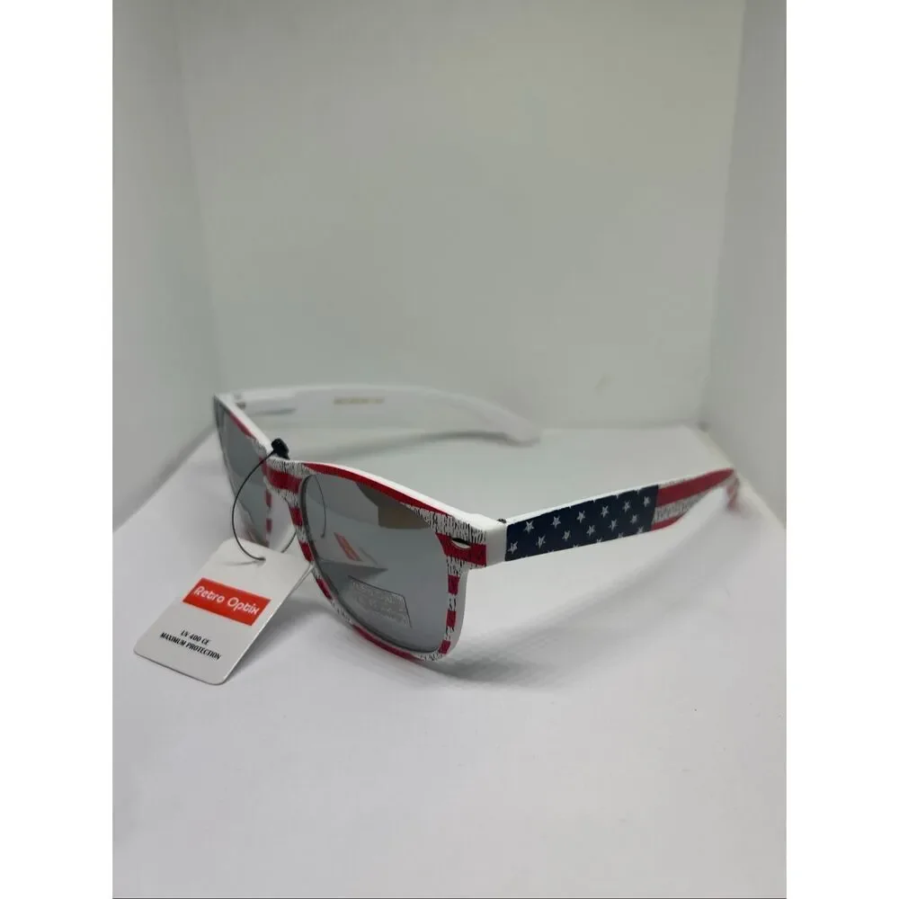 Retro Optix Patriotic American Flag Sunglasses UV400 Protection